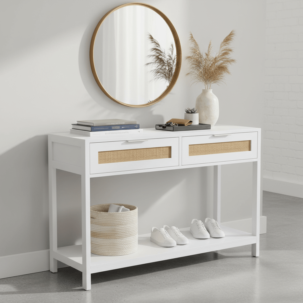 Sherman White Wood Console Table