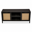 Sherman Black Wood and Rattan Media Unit