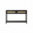 Sherman Black Wood and Rattan Two Drawer Console Table