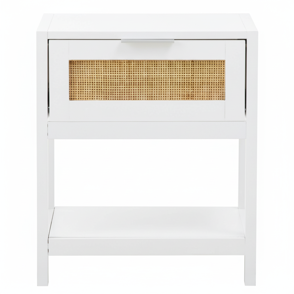 Sherman White Wood Side Table