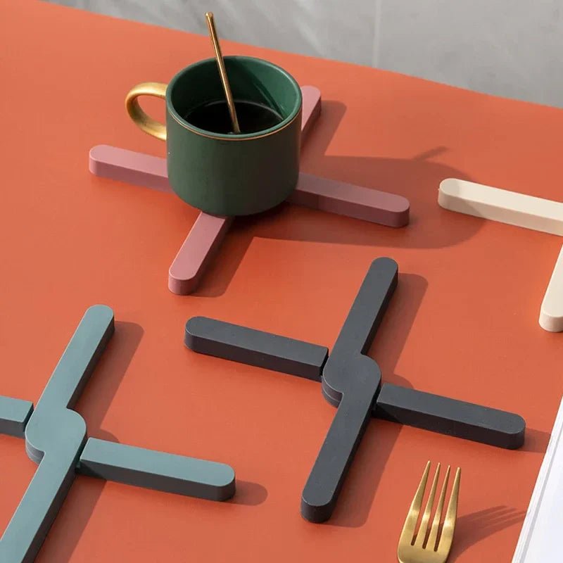 Silicone Heat Resistant Pad Foldable Non - Slip Pot Pan Mat Table Placemat Dish Plate Cross Holder Coaster Kitchen Table Trivet