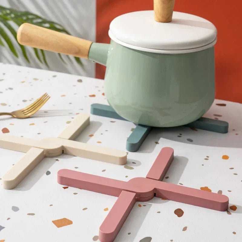 Silicone Heat Resistant Pad Foldable Non - Slip Pot Pan Mat Table Placemat Dish Plate Cross Holder Coaster Kitchen Table Trivet