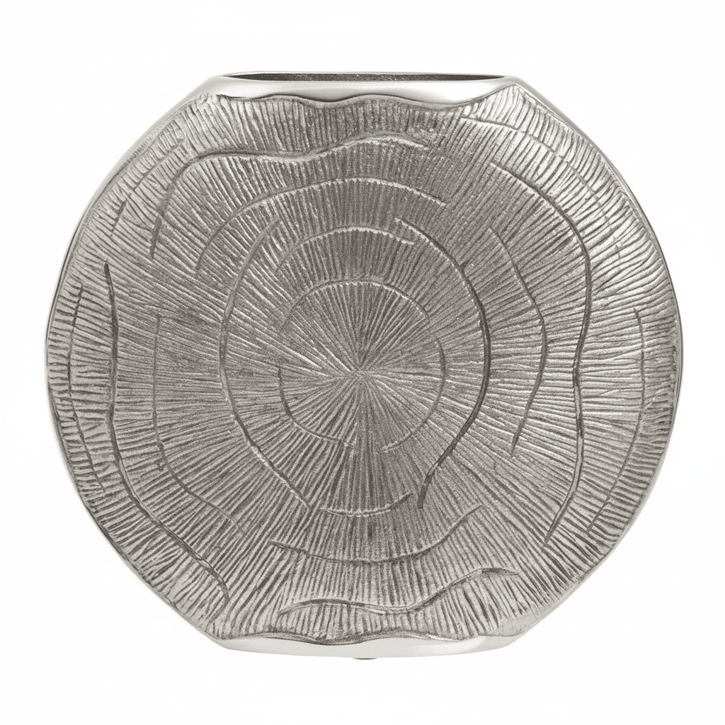 Silva Large Oak Effect Silver Finish Vase