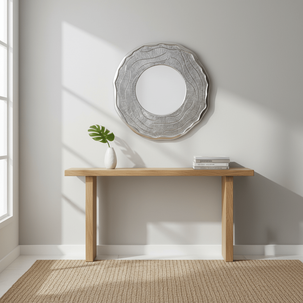 Silva Large Oak Effect Silver Wall Mirror