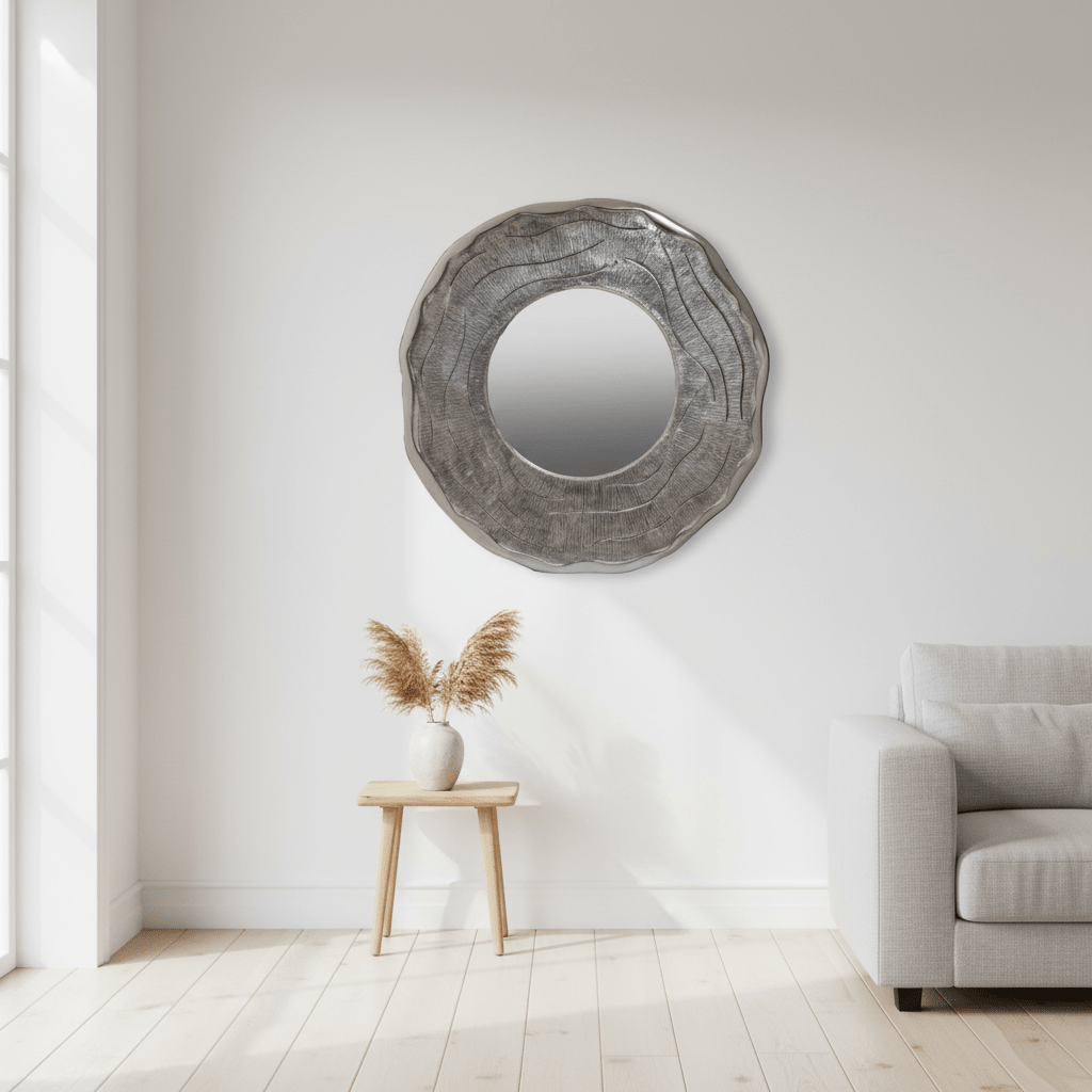 Silva Large Oak Effect Silver Wall Mirror