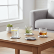 Silva Set Of Four Oak Effect Silver Top Coasters