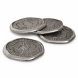 Silva Set Of Four Oak Effect Silver Top Coasters