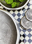 Silva Set Of Four Oak Effect Silver Top Coasters