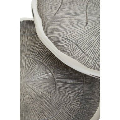 Silva Set Of Two Oak Effect Silver Top Side Tables