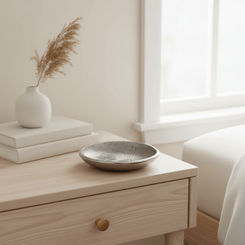 Silva Small Oak Effect Silver Bowl
