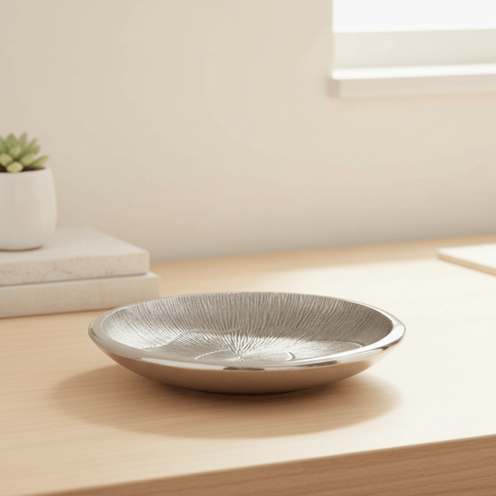 Silva Small Oak Effect Silver Bowl