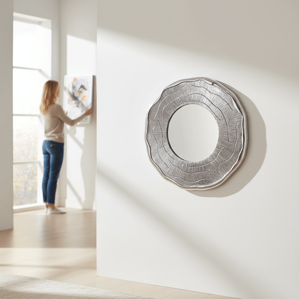 Silva Small Oak Effect Silver Wall Mirror