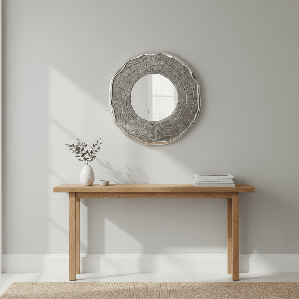 Silva Small Oak Effect Silver Wall Mirror