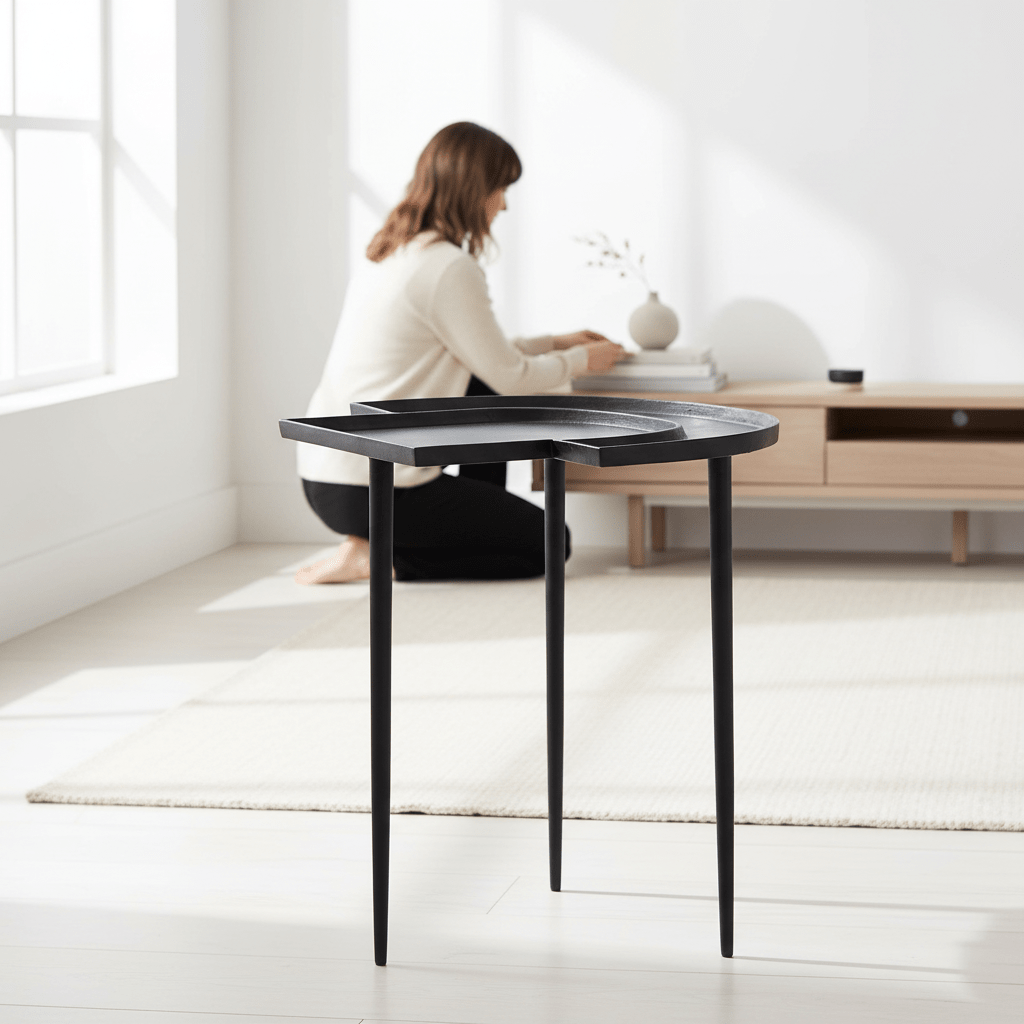 Simbolo Black Nickel Top Side Table