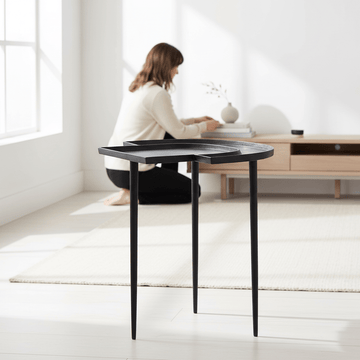 Simbolo Black Nickel Top Side Table
