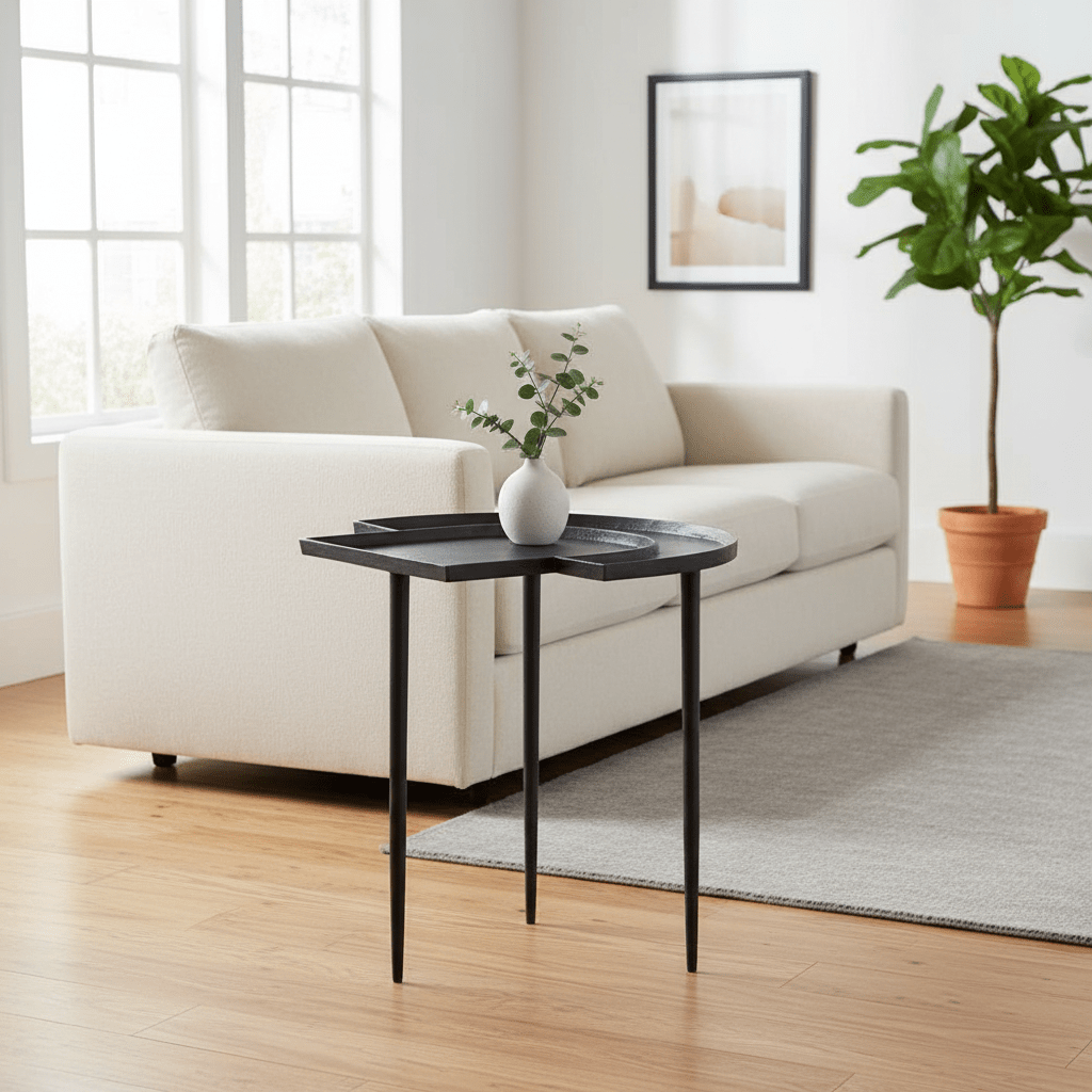 Simbolo Black Nickel Top Side Table