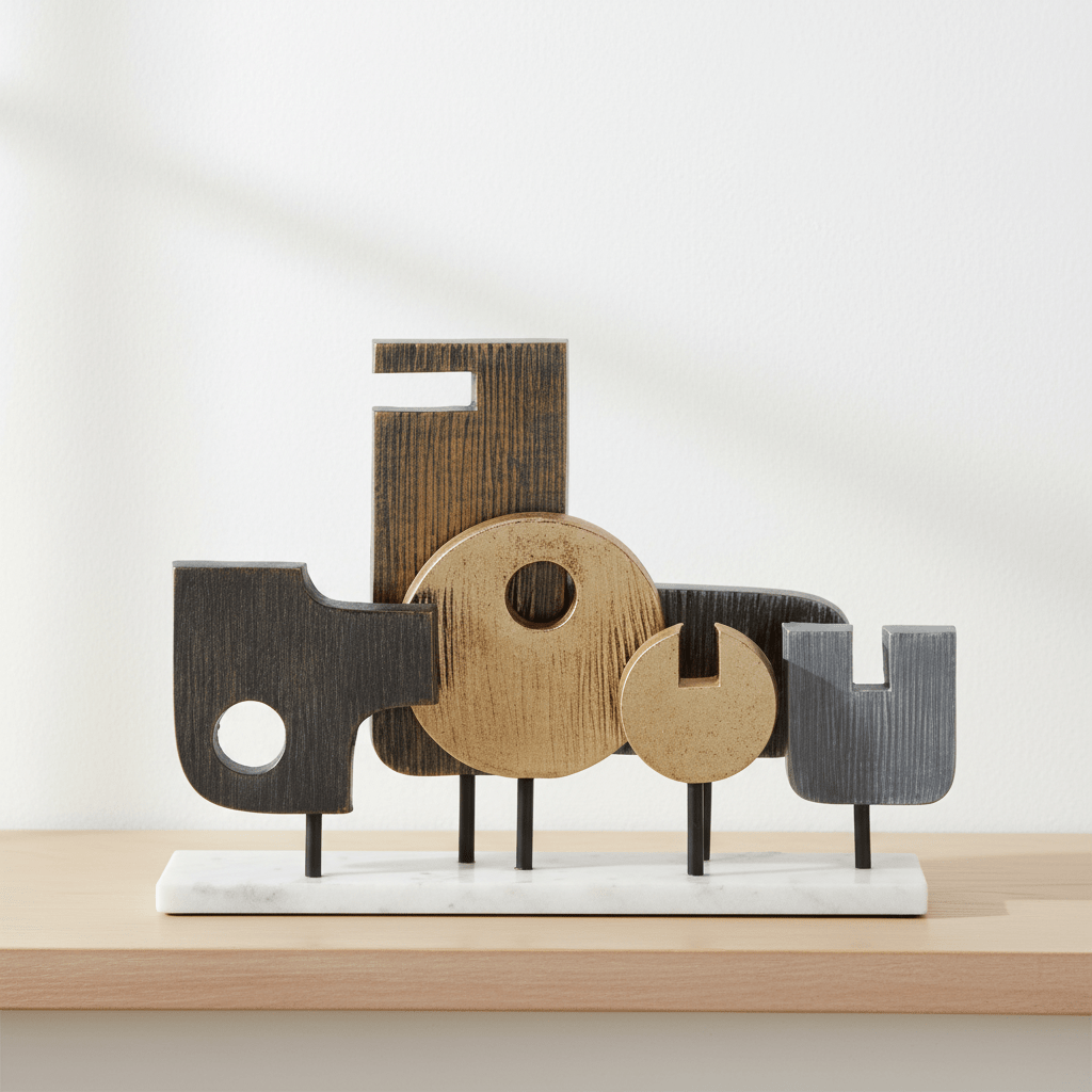 Simbolo Large Assorted Colour Metal Sculpture On Marble Base