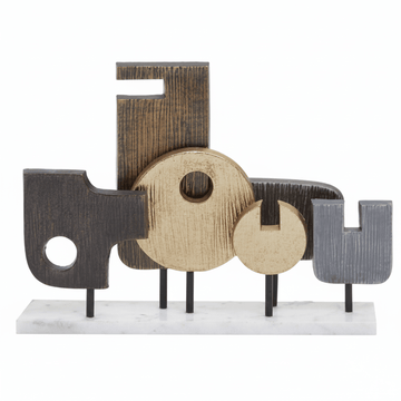Simbolo Large Assorted Colour Metal Sculpture On Marble Base