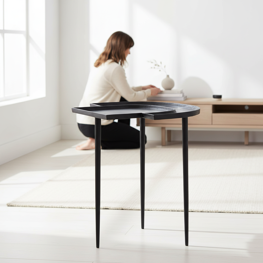 Simbolo Black Nickel Top Side Table