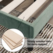 Single Bed Velvet Dark Green Upholstered Bed with Winged Headboard and Wood Slat Supports