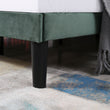 Single Bed Velvet Dark Green Upholstered Bed with Winged Headboard and Wood Slat Supports