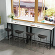 Sintered Stone Bar Table White Rectangle Counter Height Dining Table with Black Metal Frame High Top Pub Tables