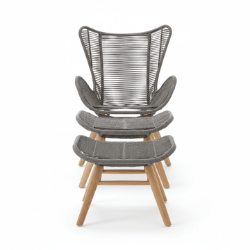 Sisal Grey Rope Lounge Chair and Footstool