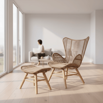 Sisal Latte Rope Lounge Chair And Footstool