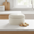 Sketch Cream Finish Round Biscuit Tin