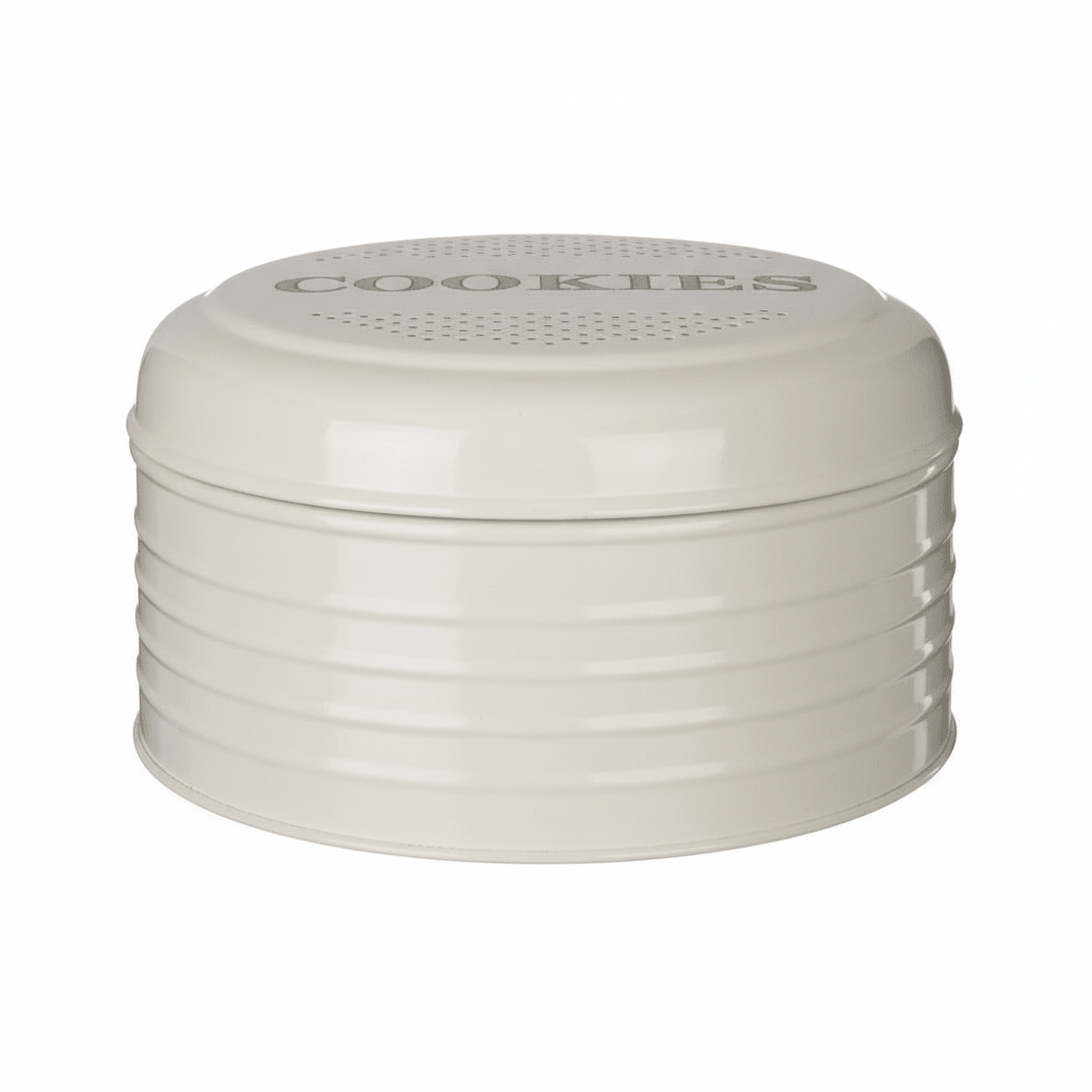 Sketch Cream Finish Round Biscuit Tin