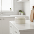 Sketch Cream Finish Round Biscuit Tin