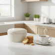 Sketch Cream Finish Round Biscuit Tin