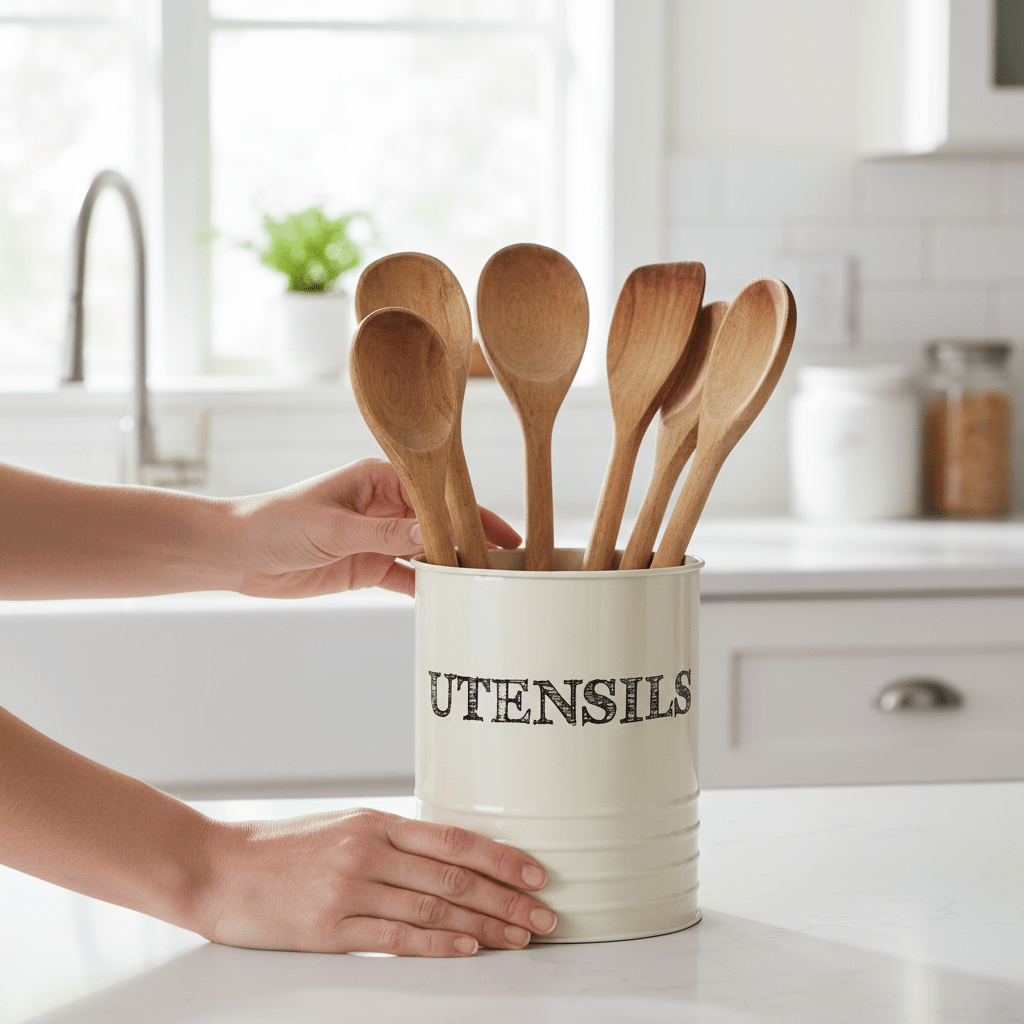 Sketch Cream Utensil Holder
