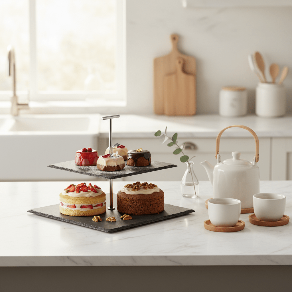 Slate 2 Tier Square Cake Stand
