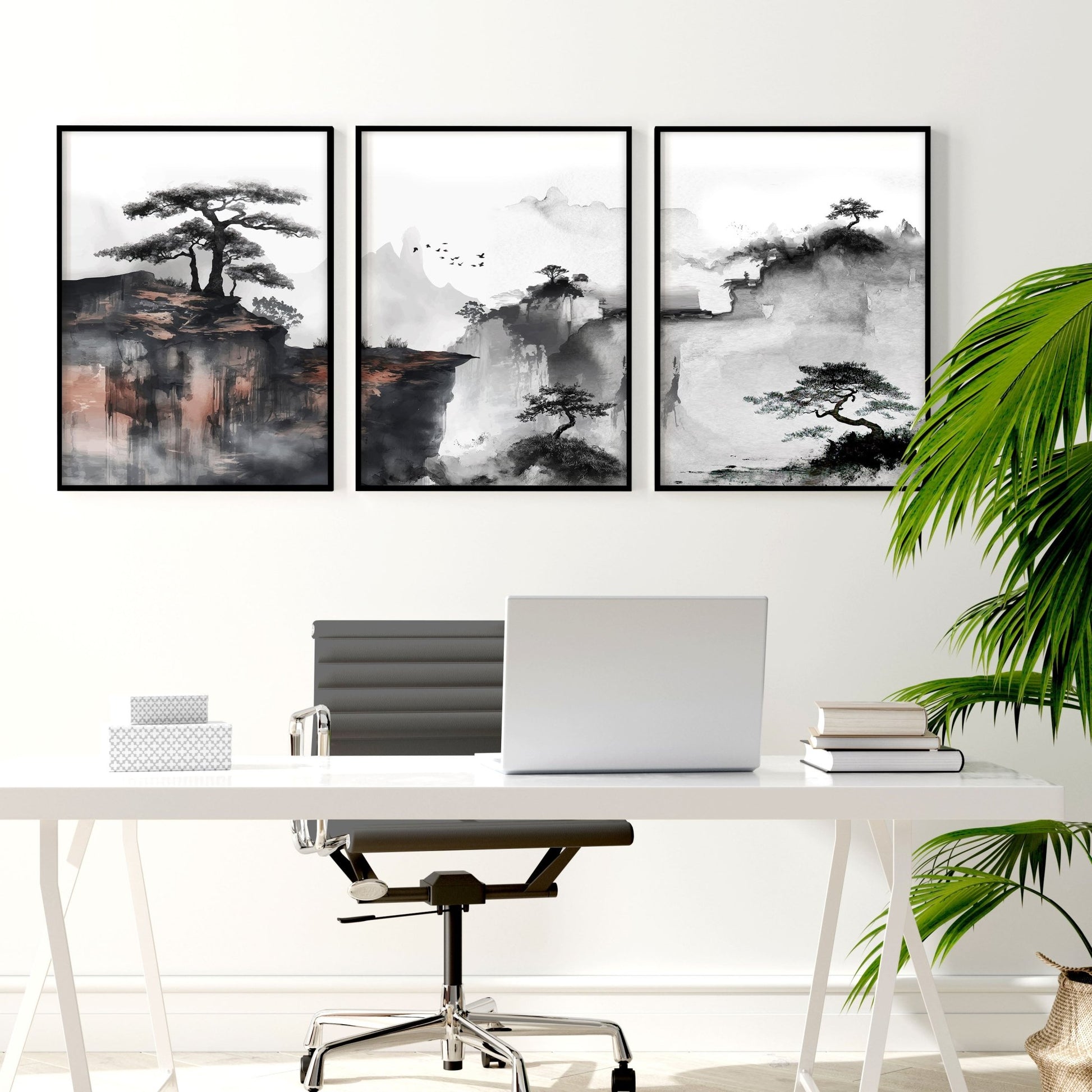 Small Framed Pictures | Set of 3 Asian Inspired Wall art Prints