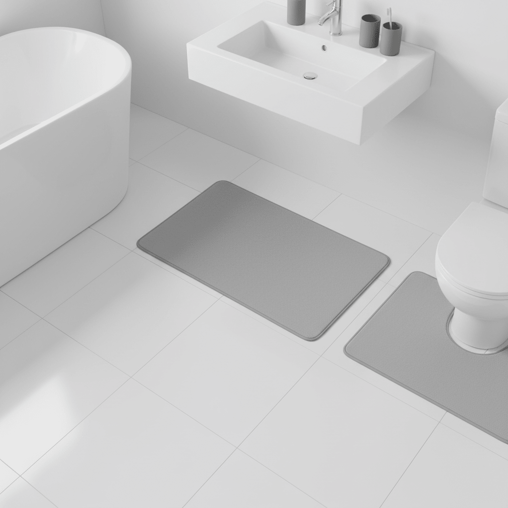 Soak Light Grey Bath And Pedestal Mat Set