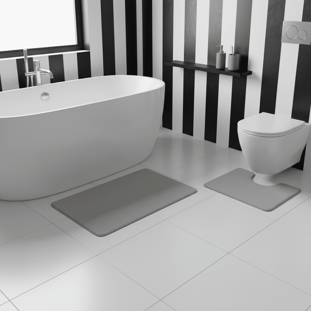 Soak Light Grey Bath And Pedestal Mat Set