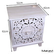 Sohani Wooden Carved Bedside Table Cabinet Distressed White