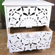 Sohani Wooden Carved Bedside Table Cabinet Distressed White