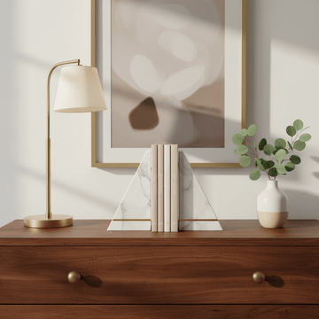 Soma Set of Two Striped White Marble Bookends