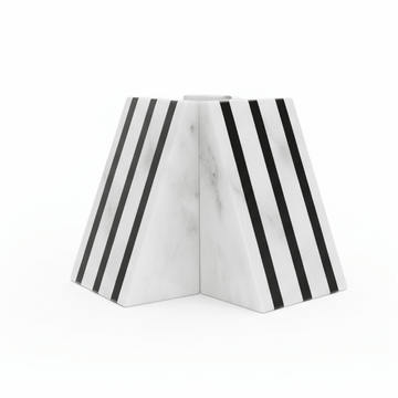 Soma Set of Two Striped White Marble Bookends