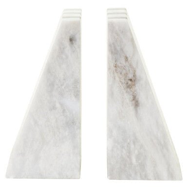 Soma Set of Two Striped White Marble Bookends