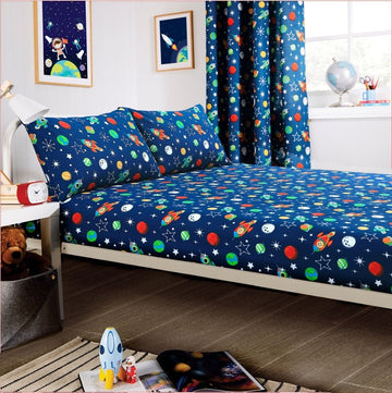 Space Explorer Kids Duvet Cover Set with Pillowcase Cotton Blend Space Themed Bedding for Boys and Girls Bedroom Decor