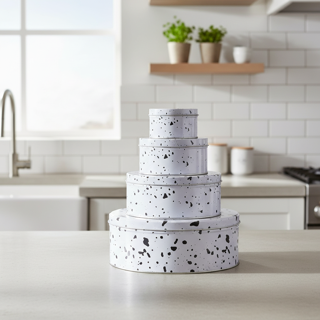 Speckled Set Of 3 Cake Storage Tins