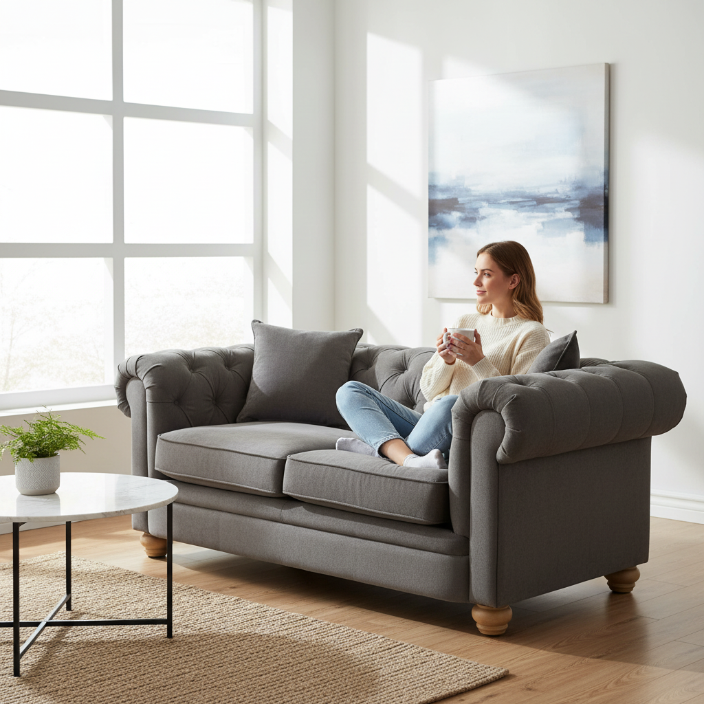 Spencer 2 Seat Grey Fabric Sofa