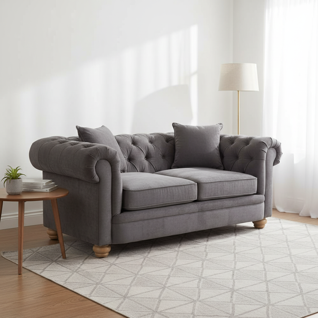 Spencer 2 Seat Grey Fabric Sofa