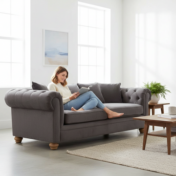 Spencer Three Seat Grey Fabric Sofa