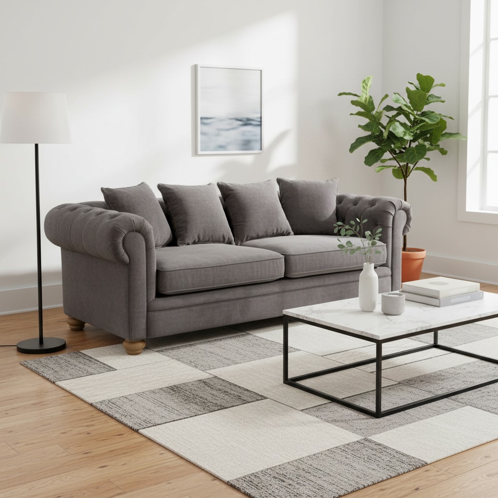 Spencer Three Seat Grey Fabric Sofa
