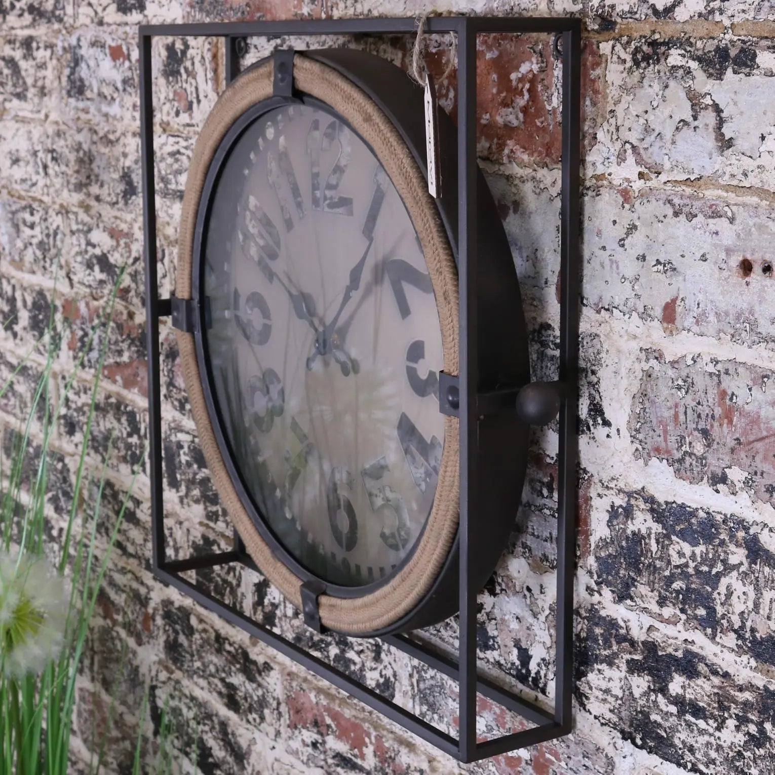 Square Frame Industrial Wall Clock