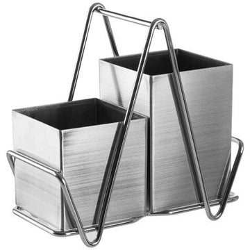 Stainless Steel 2 Compartment Silver Cutlery Caddy